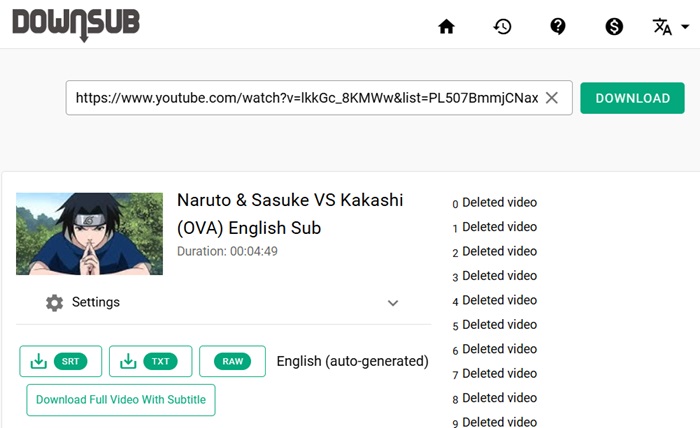 DownSub, a site to download subtitles from online videos.