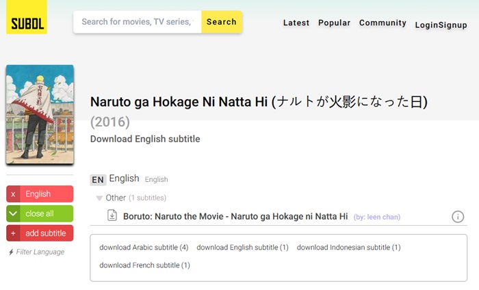 SUBDL for anime subtitles in various languages.