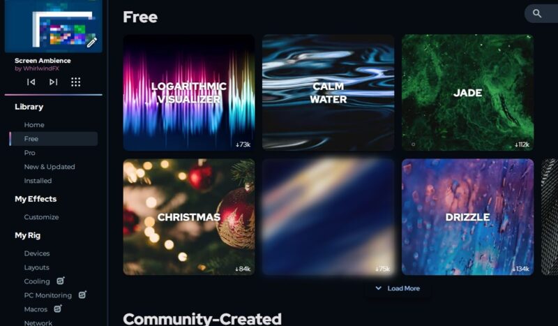 Screenshot of a SignalRGB window