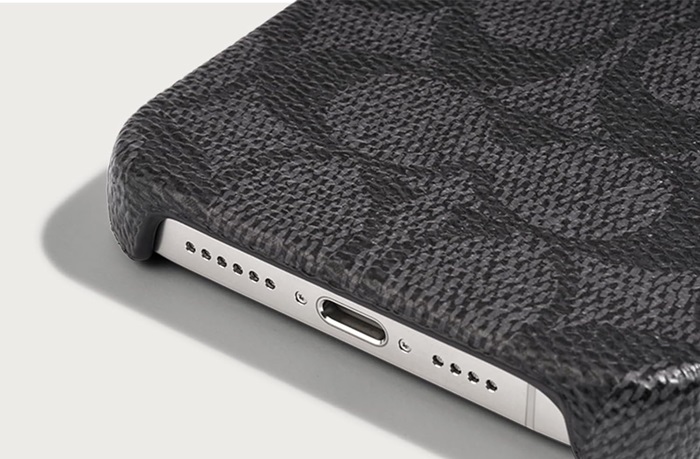 Designer phone cover by luxury brand Coach.