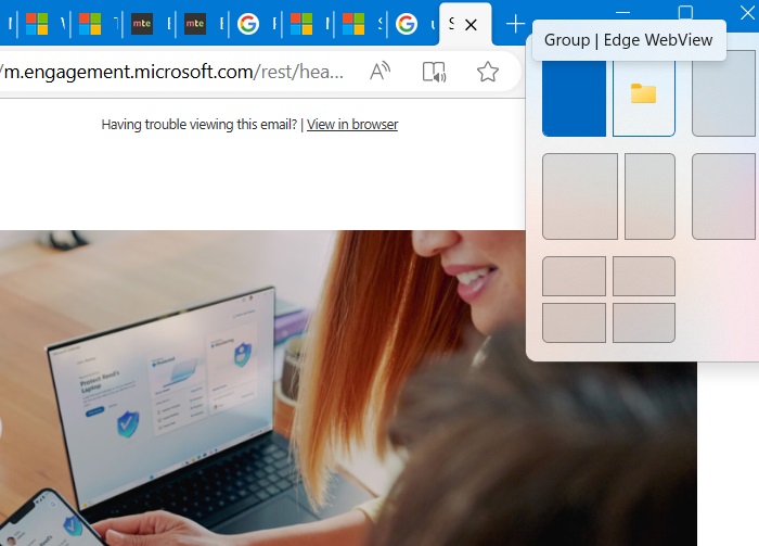Using Edge WebView with Microsoft Edge browser. Example of a WebView2 program.