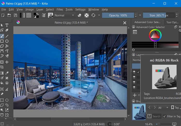 Applying Krita's brush presets on an image.