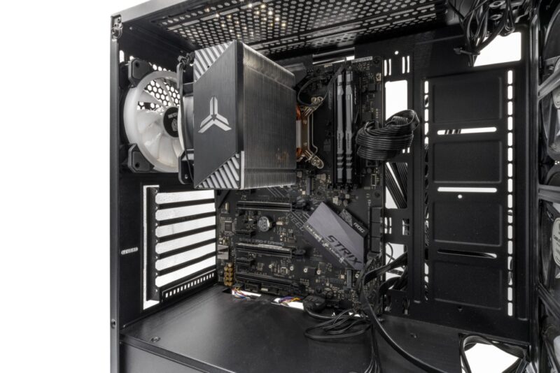 Close-up of a black gaming PC