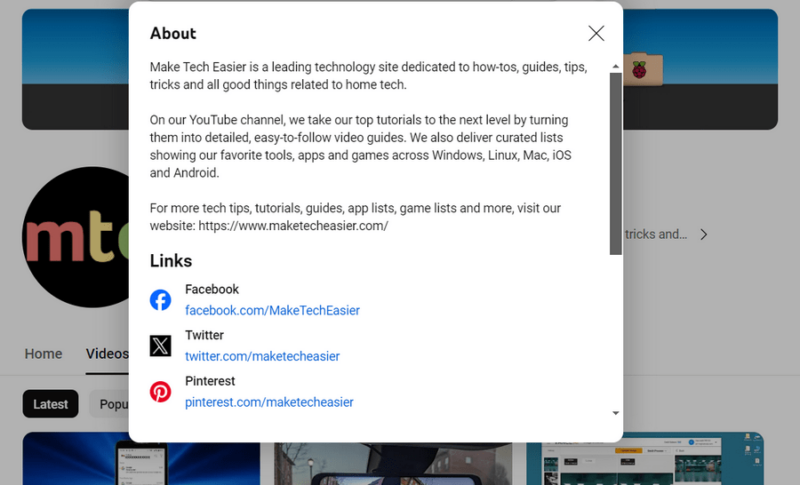 About Section Of Youtube Channel 