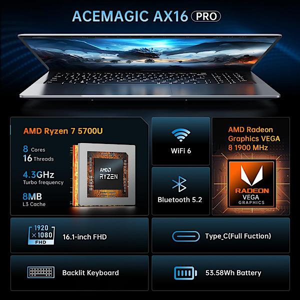 Acemagic Gaming Laptop Specs