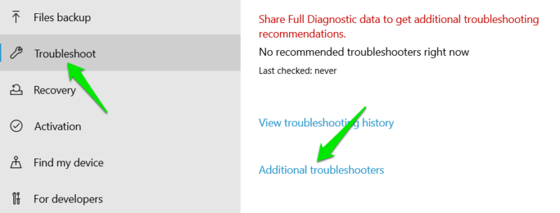 Additional Troubleshooters