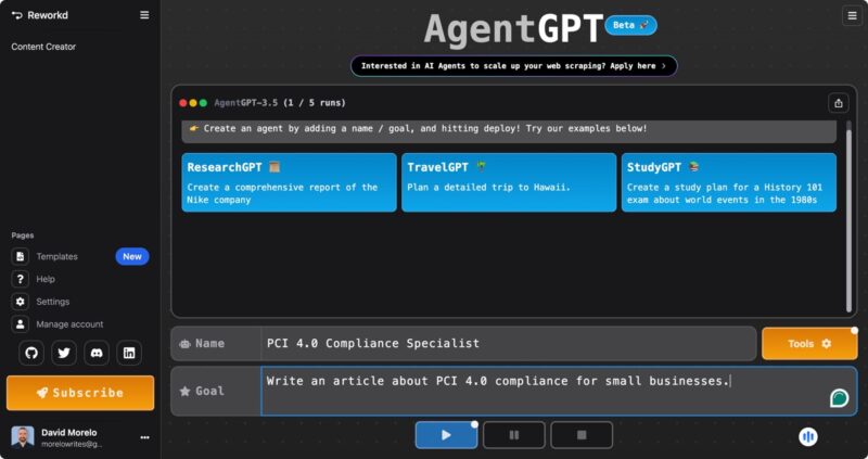 Agentgpt Agent Setup