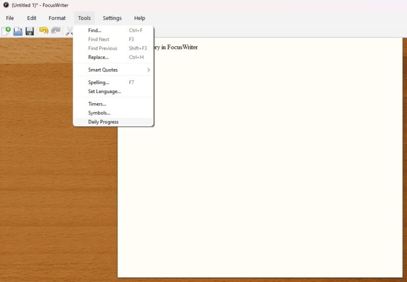 Creating a new story in the free Scrivener alternative FocusWriter.