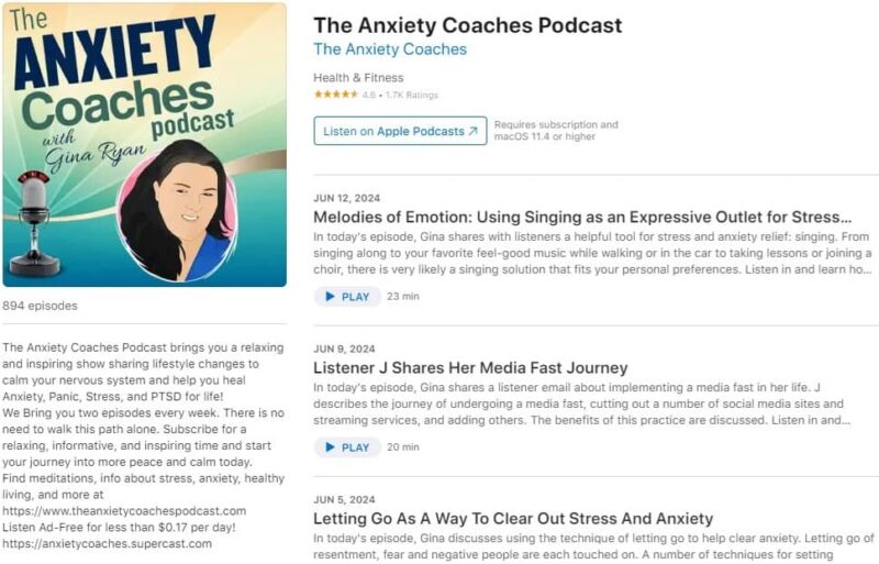 One of the best mental health podcasts for anxiety, the Anxiety Coaches, on Apple Podcasts.