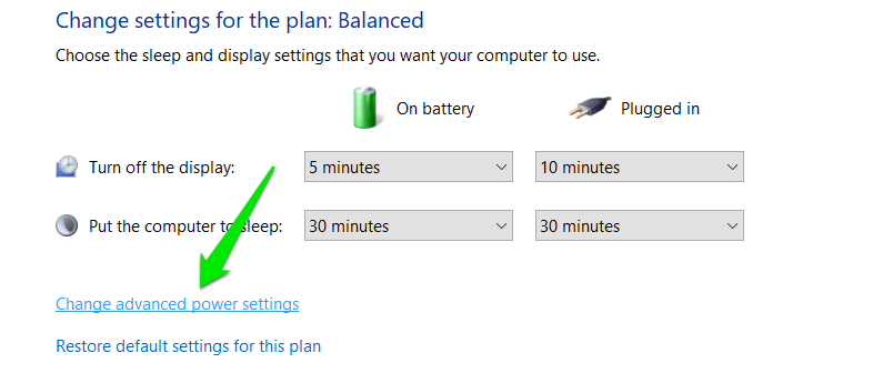 Change Advanced Power Plan Settings