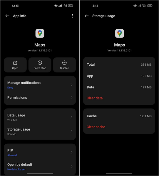 Clearing Cache And Date Of Google Maps