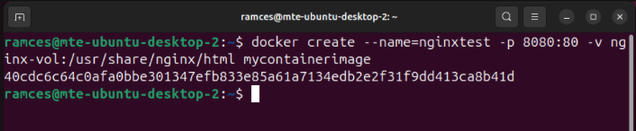 A terminal showing the process of creating a new Docker container after moving its image through an SSH pipe.