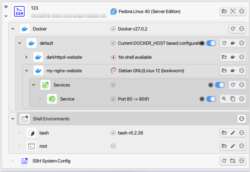 A screenshot showing a remote server's details running on XPipe.