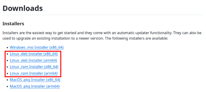 A screenshot highlighting the different download versions for XPipe.