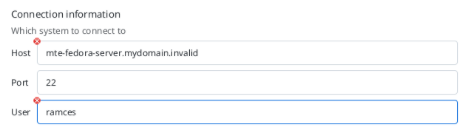 A screenshot showing the hostname and the username of the remote server.