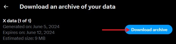 Pressing "Download archive" button a second time in Twitter on PC.