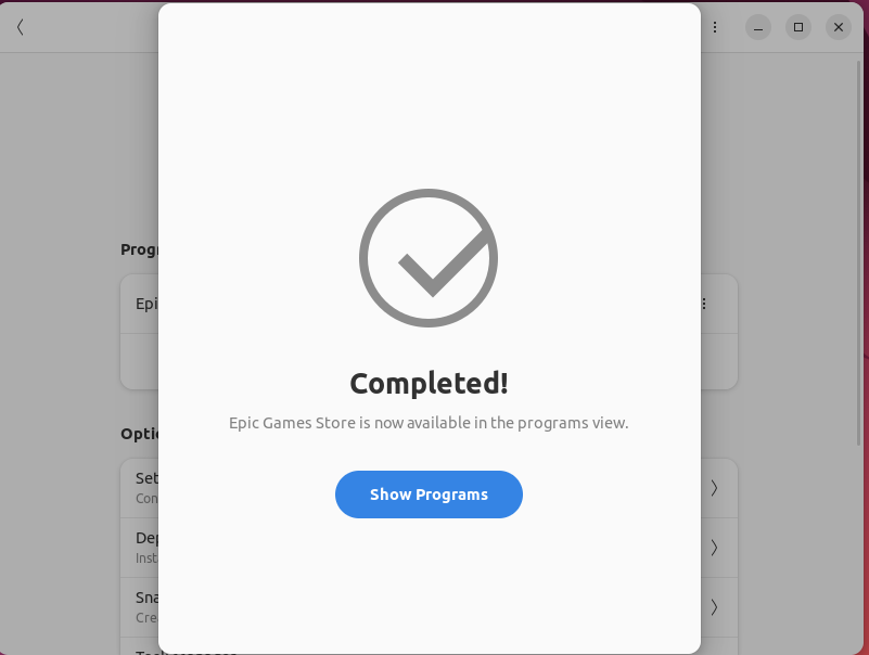 Epic Games Store Installed In Bottles