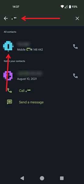 Tapping on contact profile image in Android Phone app. 