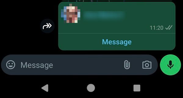 Shared contact view in WhatsApp on Android.