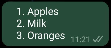 Format Text Whatsapp Numbered List