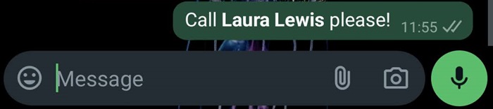 Text showing specific formatting in WhatsApp chat.