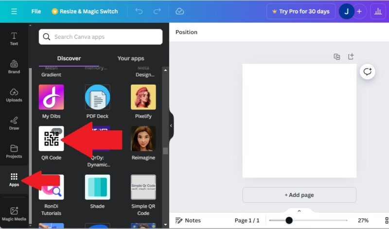 How to add a QR code in Canva by using the editor on your computer.