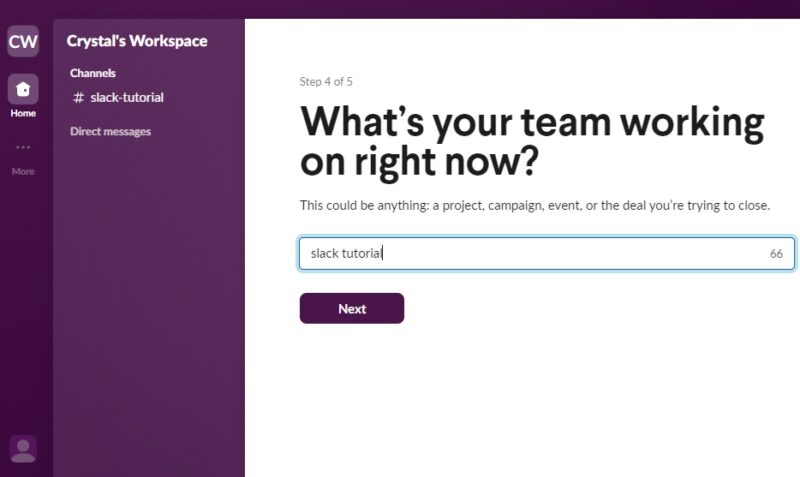 Adding a Slack channel to a workspace.
