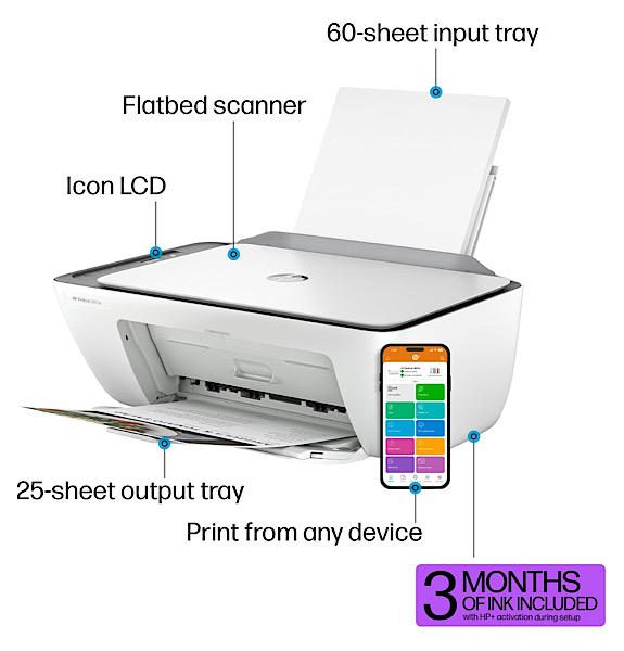 Hp Deskjet 2855e All In One Inkjet Printer Features
