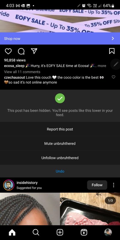 Instagram Clen Up Feed Sensitive Mute Account Hide Post