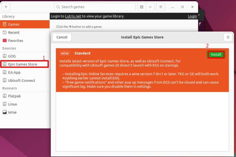 Install Epic Games Store In Lutris