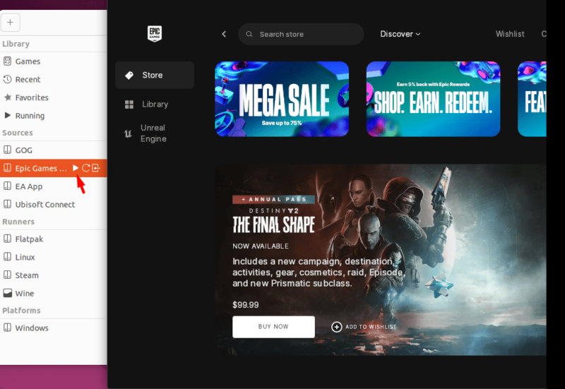 Launch Epic Games Store Via Lutris