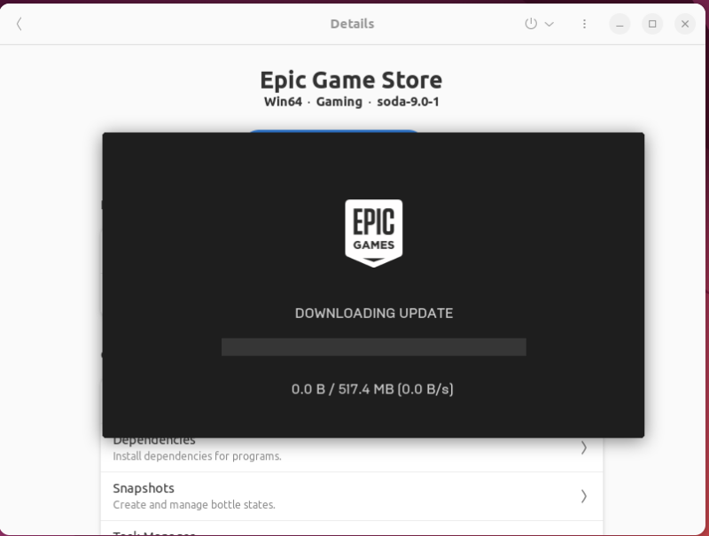 Launching Epic Game Store Via Bottles