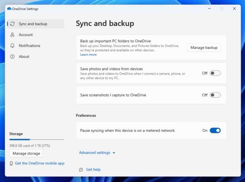 Onedrive Settings Windows 11