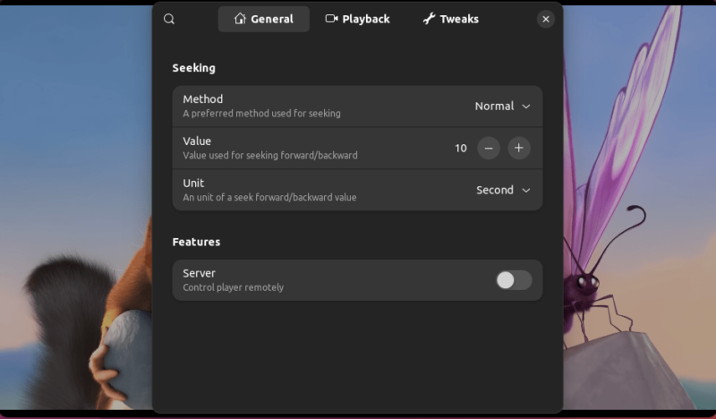 Prefences General Settings