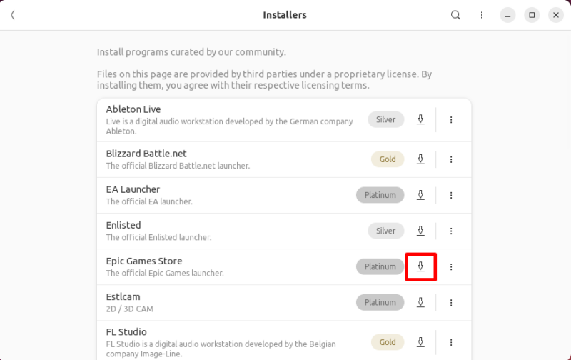 Press Install To Install Epic Games Store In Bottle