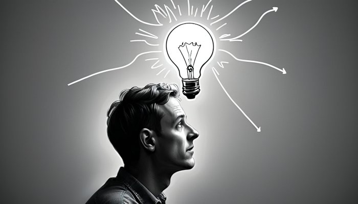 A man recalling a memory with a bright lightbulb overhead