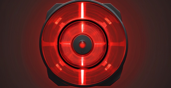 A red alert strobe light