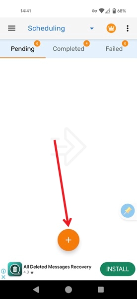 Tapping on + button in Auto Text app on Android.