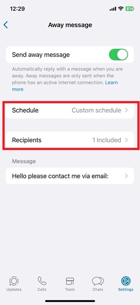 Adding recipients for scheduled message in WhatsApp Business.