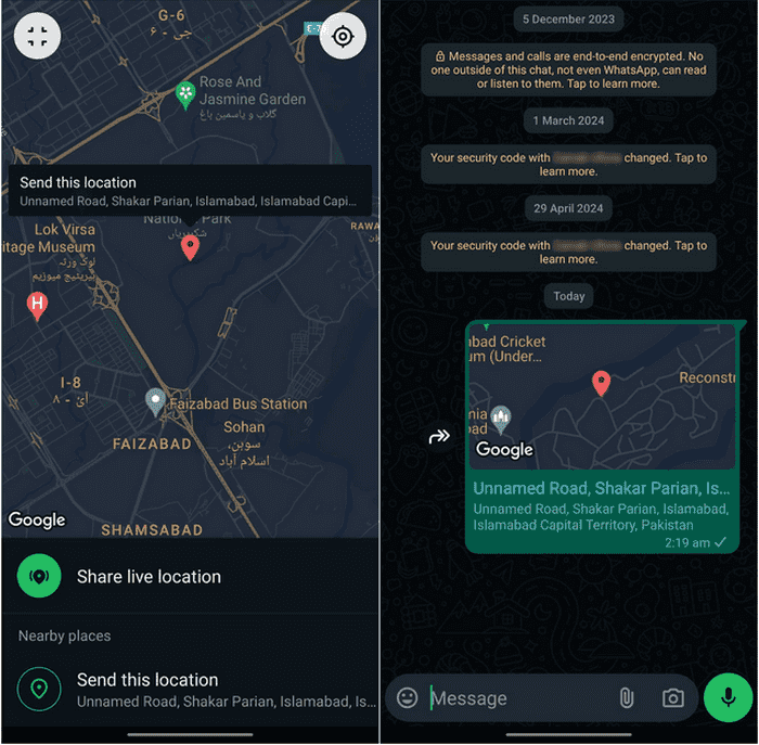 Send Custom Location On Whatsapp