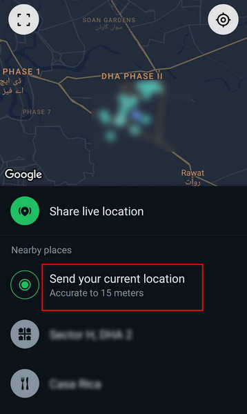 Send Your Current Location On Whatsapp