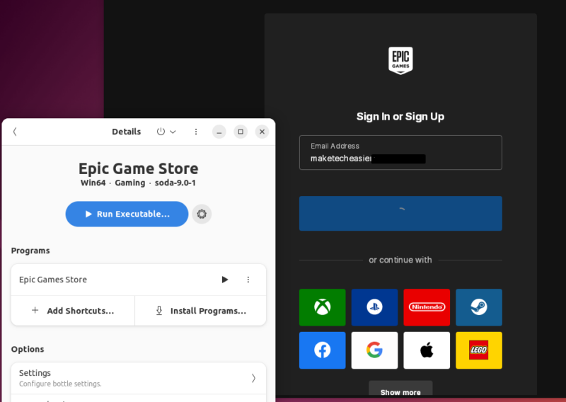 Sign in Epic Games Store Via Bottles