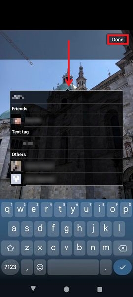 Adding tags on image in Facebook app.