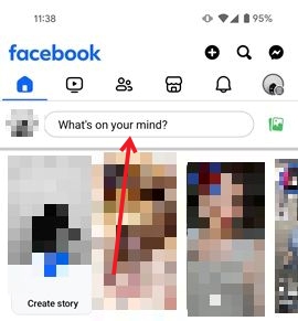 Tapping on "What's on your mind" bar in Facebook app. 