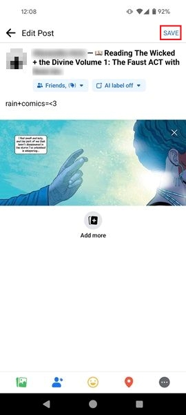 Saving older post with new tag on Facebook app. 