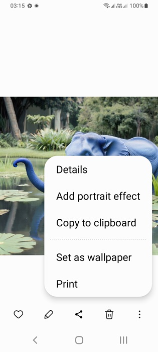 Using Gencraft's AI image generator to save a wallpaper on Android phone.