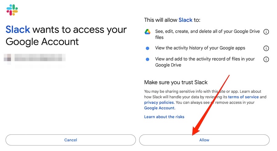 Allow Slack Access In Google Drive