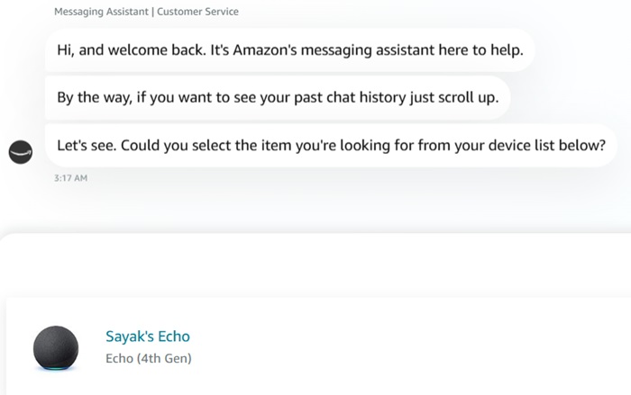 Amazon Echo devices customer support.