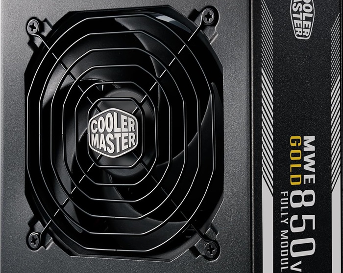 A Power supply unit by Cooler Master with semi-fanless operation in specifications.
