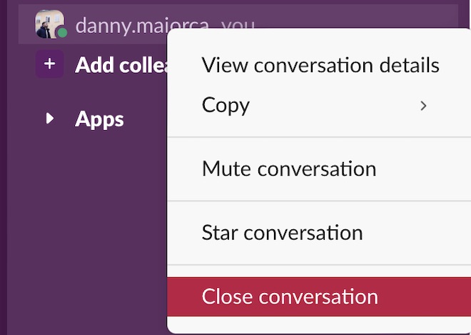 Close a conversation in Slack